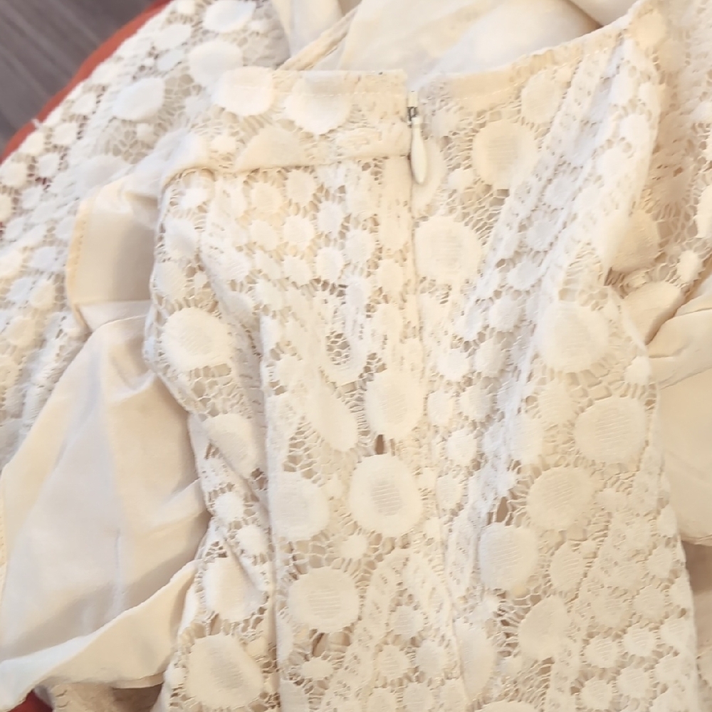 Elegant Cream Ruffle Mini Dress - Picture 6 of 6